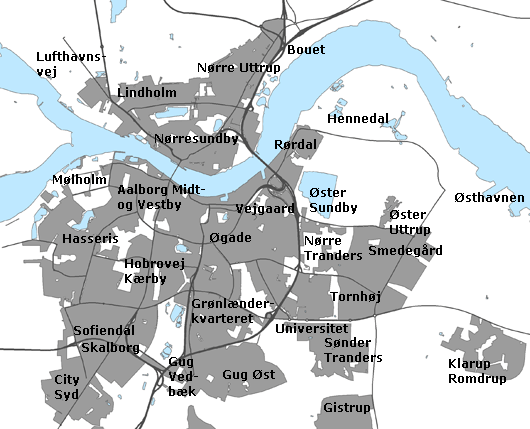 Spildevandsplan - Klik p omrde for at se bydelsplaner